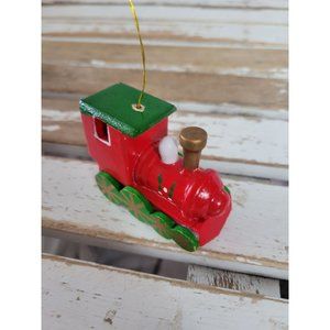 Vintage wooden train locomotive ornament Xmas holiday tree